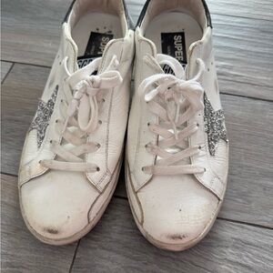 Golden Goose White Sneakers with Glitter Star